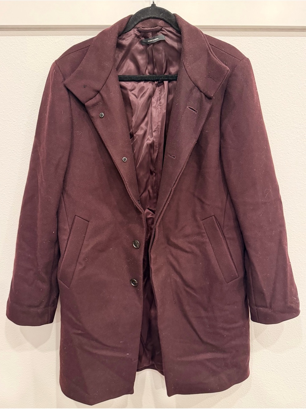 Club Monaco Burgundy Wool Pea Coat S size